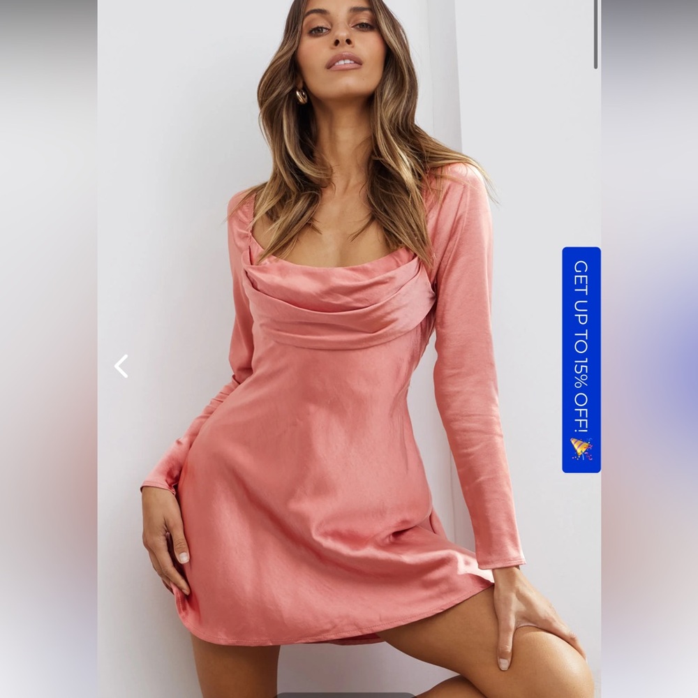 Pink selfie Leslie long sleeve satin mini dress